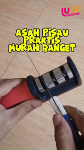 Alat Pengasah Pisau Dapur Tajam - Pengasah Pisau 3 Garis Penajam Anti Slip - Penajam pisau manual Praktis 3 in 1 Slot