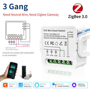 ZigBee 3.0 Tuya Smart Switch Smart Life App Intelligent Remote Relay AC100-240V 16A/10A/5A 1/2/3CH Breaker Alexa Google Home
