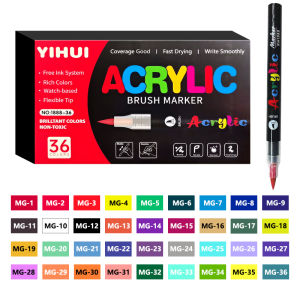 12/24/36/48/60 Colors Acrylic Paint Pens Markers Brush Tip Paint Markers For Rock Painting Wood Stone Glass Gift DIY Crafts