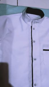 Baju Koko Muslim Anak Laki-laki  Setelan Sarung Celana Dan Koko Putih Variasi List