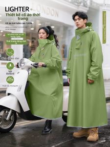 ZHENGYU | Button Snap Long Raincoat Whole Body Waterproof Electric Bike Special Rain Poncho