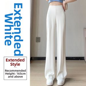 Black Icy Silk Summer Slim High Waist Drape Wide Leg Trousers