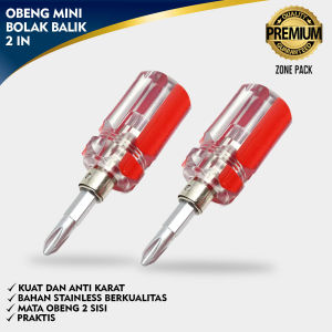 Obeng Mini Bolak Balik 2 IN 1 | Obang Mini Cebol 2 Inci Min Plus | Obeng Plus Minus 2 Way