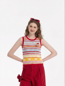 Fashion Trendy Contrast Stripes Sleeveless Tank Top