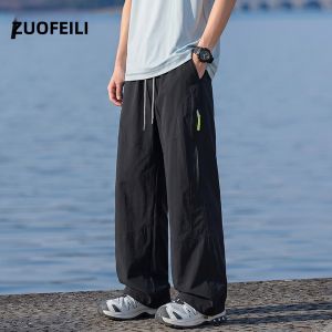 ZUOFEILI | UV Protection Summer Thin Loose Straight Leg Utility Style Trousers