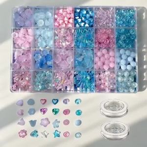 8-12mm Pink Series 10 Box Set Acrylic DIY Jewelry Pendants Decorations Clothing
