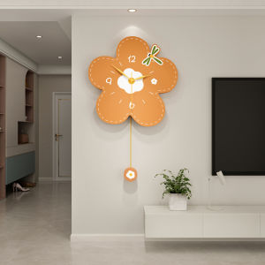 Minimalist Nordic Series Swing Wall Clock Hot Sale Home Living Room Simple and Fashion Mute Creative Vintage Clock Art Flower Decorations 40x64cm
