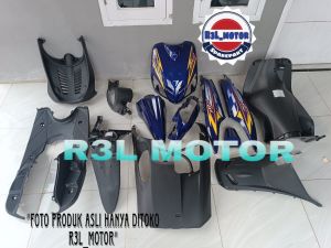 paketan cover ful body halus kasar Yamaha Mio sporty biru plus striping