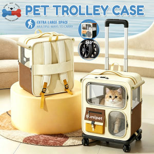 Pet Carrier Trolley with Silent Wheels Portable Foldable Breathable Large Cat Dog Travel Bag