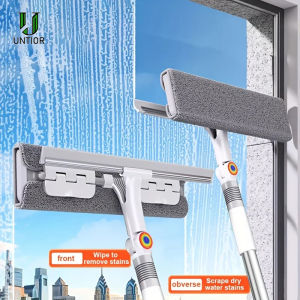 UNTIOR Telescopic Pole Window Washing Cleaning Mop Long-Handled Washing Brush Window Cleaner for Home Use 2-in-1 for Bathrooms