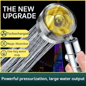 Shower Head Water Saving Flow 360 Degrees Rotating With Small Fan ABS Rain High Pressure Spray Nozzl