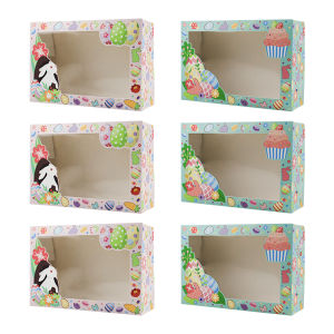4/8/12PCS Easter Treat Boxes with Window Bunny Egg Flower Gift Kraft Paper Boxes for Party Supplies Packaging 2 Design