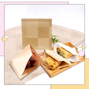 100Pcs Disposable Kraft Paper Sandwich Bag Hotdog Donut Greaseproof Paper Bag