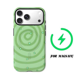 Green Spiral Star Phone Case for iPhone 18 17 16 15 14 13 12 11 Air Pro Max Plus Double-layer Cover