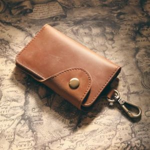 Cowhide Handmade Creative Keychain Genuine Leather Men Women Car Multifunctional Waist Pad Key Card Holder