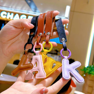 Creative PU Leather 26 Letter Keychains Fashion Alphabet Keyrings Handbag Ornaments Pendant Car Key Holder Accessories Gifts