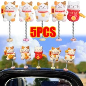 5 ชิ้น คอนโซล กลาง รถยนต์ แมวกวักนำโชค เครื่องประดับสัตว์เรซิน หลาย สถานการณ์ น่ารัก แมวสไตล์ อุปกรณ์ตกแต่ง อุปกรณ์ประดับรถ