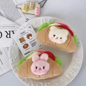 Boneka Kelinci Beruang Croissant Sandwich Gantungan Kunci Rabbit Bear Keychain MCEW8095