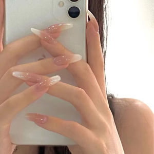 Dopamine Blush Crystal Cat Eye Handmade Wearable Short Nail Art Bridal Gentle Color Detachable Nail Tips for Various Skin Types