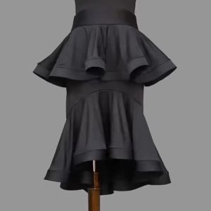Women Latin Dance Costume Ballroom Dress Flounced Skirt Set Professional Practice Competition Dancewear Top Skirt Suit