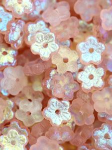 ลูกปัดคริสตัล Bohemian ขนาดเล็ก 8*3 มม. รูกลาง ลวดลายดอกไม้ X7013E ฝังสี AB ทำมือ DIY ลูกปัดคริสตัล