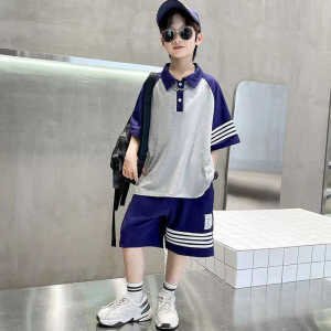 Boys Summer Polo Shirt Short Sleeve Set Casual Wear Cotton Blend Comfortable Clothing for Big Kids Trendy And Stylish Outfit