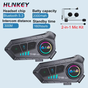 1/2Pcs Motorcycle Helmet Headset For 2 Rider Bluetooth Intercom Interphone Moto Communicator Music Sharing Voice Control Headset