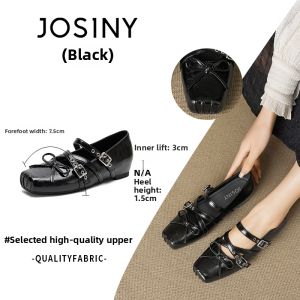 Josiny | French Pig Nose Strap Mary Jane Ballet Flats