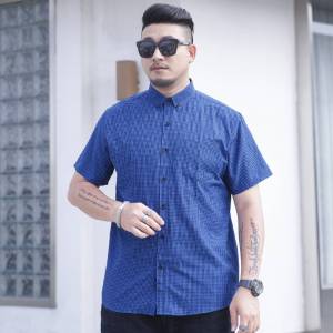 【Plus Size】80-175KG Men Striped Korean Style Button Down Collar Short Sleeve Tops Male Large Big Size Oversized Loose Formal Business Shirts
