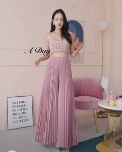 กางเกงพลีทแฟชั่นสวยๆ สีพื้น