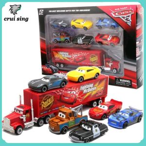 7Pcs 1 set Pixar Cars Lightning McQueen Storm Diecast Vehicle Metal Alloy Boy Kid Toys Christmas Gift Alloy Car Set