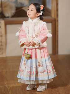 Thickened Velvet Childrens Hanfu New Year Outfit Baby Year of the Tiger Clothes Set Girls Traditional Chinese Costume