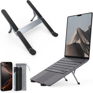[Ultra Compact] Bi-foldable Foldable & Portable Laptop Aluminum Stand for Desk Lightweight Tablet Stand for Business Travel