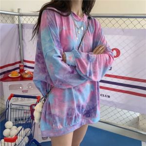 New Gradient Color Long Sleeved Loose Casual Long T-shirt For Women
