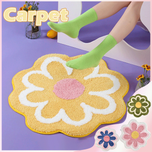 Door Mat Flower Shaped Carpet Quick-Dry Plush Absorbent Rug Cute Bathroom Non-Slip Floor Mat