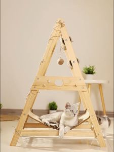 F&G Cat climbing Hammock & Cradle for Cats Kittens Cat Tree Cat Tower Condo Scratch Post Cat Climbing Stand with mesh