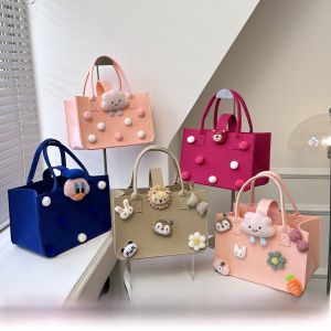 New Cartoon Felt Bag Large Capacity Handbag Mommy Baby Shower Birthday Gift Bag Soft Foldable Polyester Lining Casual Tote Bag