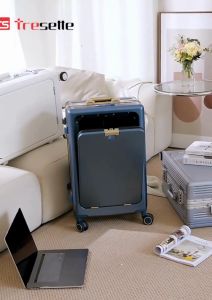 [Tặng bàn là du lịch cho đơn từ 2tr] Vali khoá sập viền nhôm cao cấp kèm ổ sạc móc treo đồ nhập khẩu Hàn Quốc TRESETTE 3033 CAO CẤP