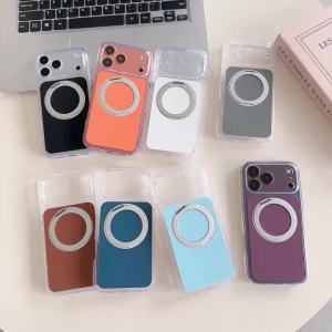 Ốp Lưng Sạc Không Dây Từ Tính Trong Suốt Cho Magsafe iPhone 18-13 Pro Max 360 ° Vỏ Điện Thoại Có Giá Đỡ Và Khả Năng Tương Thích 18-13