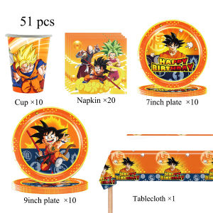 Bandai | Goku Dragon Ball Party Favors Gifts Tableware Tablecloth Paper Plates Stickers Bracelets Gift Bag Pinata Fillers Wedding Supplie