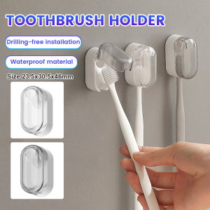 Vacaka Toothbrush Holder Wall-mounted Punch-free Toothbrush Storage Rack Automatic Flip Cover