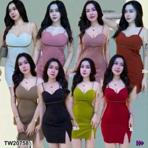 TW20758 minidress เดรสสั้นอกติดอ่ะไหล่ ..