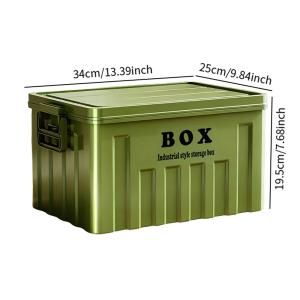 Stackable Lidded Storage Bin Utility Crate with Handles Tote Storage Box for Snack Organizing Backpacking Traveling 34x25x19.5cm