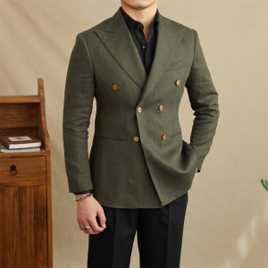 Summer Linen Lightweight Breathable Fashionable Slim Fit Suit Jacket for Men