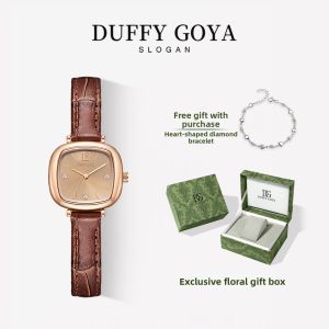 DUFFY GOYA | Classic Brown Square Watch For Women