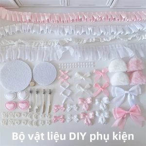 Bộ Phụ Kiện Làm Thủ Công Tự Làm Barchito Color Girls Pink Bow Lace Bộ Dụng Cụ Lưu Trữ Bộ Sưu Tập Nguyên Liệu Hỗ Trợ Các Nhu Cầu