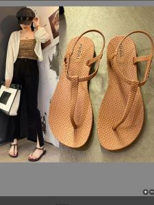 Fashionable 2025 Womens Sandals Summer Casual Outdoor Flat Sandals Student Holiday Beach Sandals Breathable Low Cut Slip-On