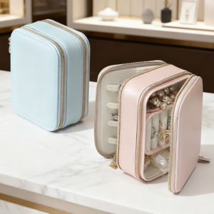 Jewellery OrganiserPU Leather Jewellery BoxJewellery Storage Organiser for Necklace Earrings Bracelet Ring