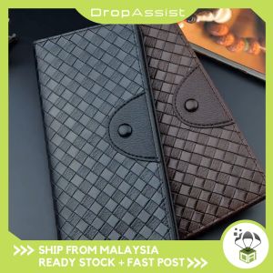 DROPASSIST 1514 READY STOCK Vintage Woven Style Men Casual Long Wallet Purse Pouch Zip Coin Lelaki Beg Duit Dompet Panjang