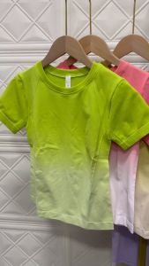 Áo thun nữ tập gym yoga aerobic thể thao ngắn tay phủ bụng chất liệu thun dệt kim ombre thoáng mát BINSPORTS A302